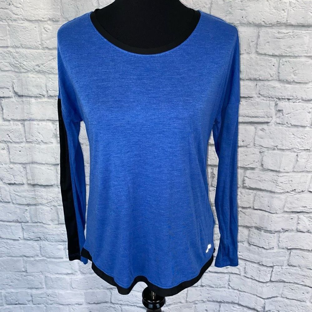 Avia women S scoopneck Longsleeve activewear top blue/black